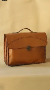 Walex Leather El Yapımı Taba Deri Evrak Çantası