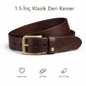 1.5 inç Klasik Deri Kemer